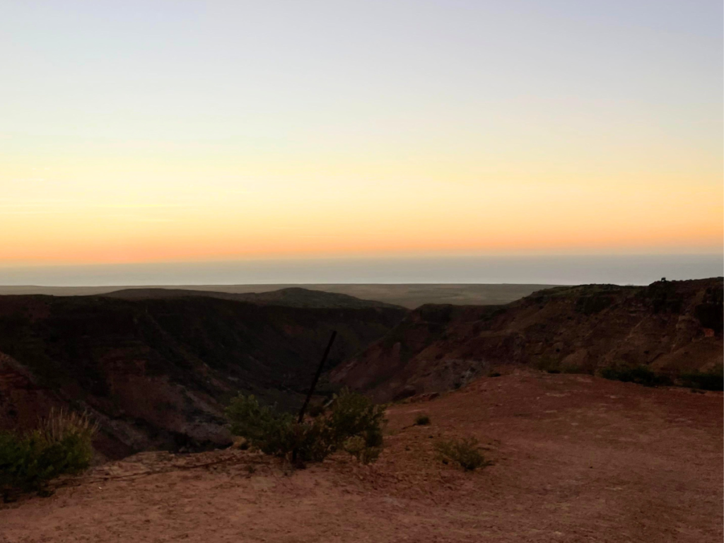 Views of the Exmouth Gulf at sunrise from Charles Knife Canyon